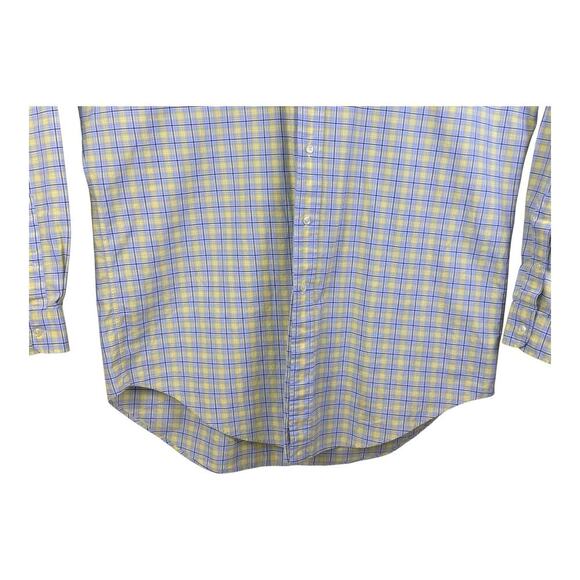 Polo Ralph Lauren Shirt Mens Large Yellow Blue Check Big Button Up Blue Pony - Picture 4 of 13